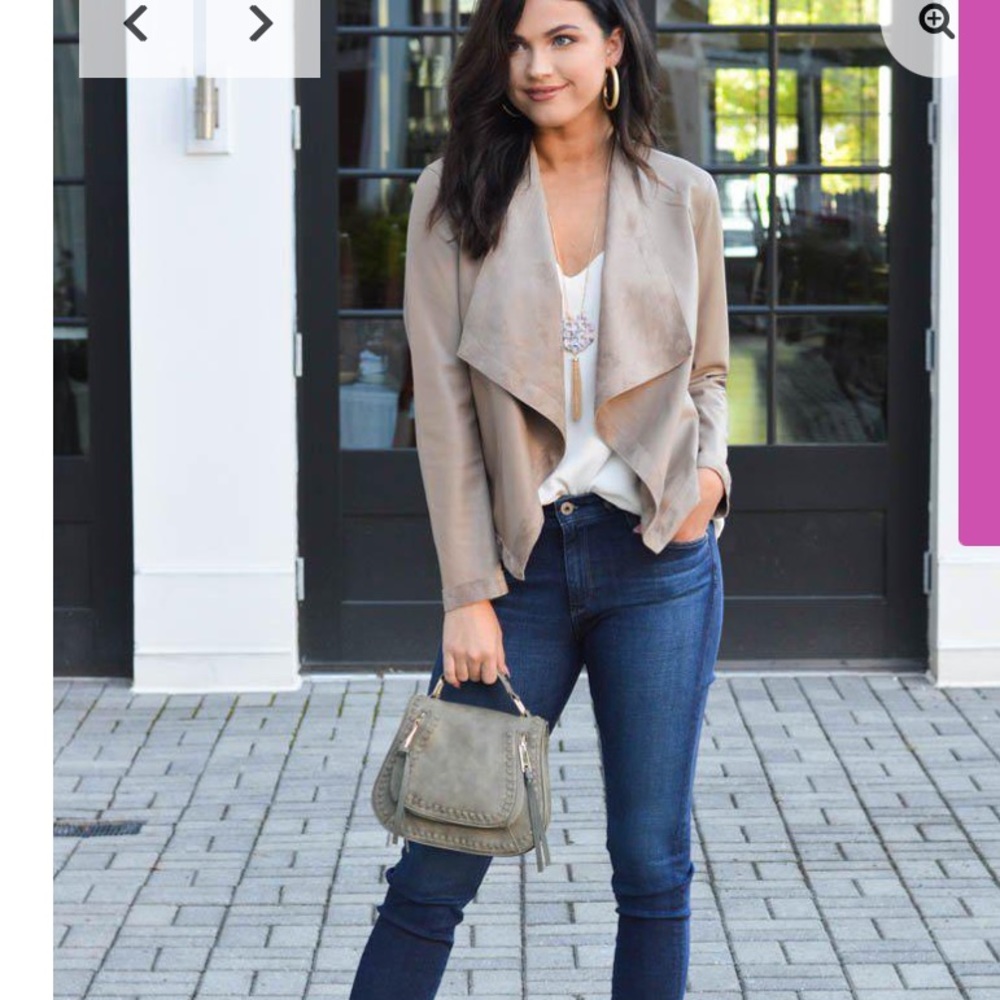 BB Dakota NWT Taupe Draped Open Front Blazer Jacket NeW Reversible